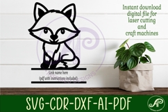 Cute Woodland Fox name sign svg laser cut file Product Image 2