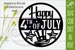 Happy 4th of July Wall Art SVG Patriotic USA Laser Cut Sign Product Image 2