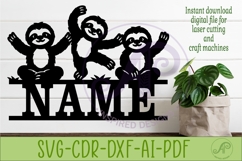 Cute Sloths Name Sign SVG, Personalized Jungle sign Product Image 2