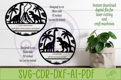 Dinosaur Name Sign SVG, Round Nursery Wall Decor Laser Cut Product Image 2