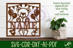 Baby name sign Teddy bear laser cut design or card Product Image 2