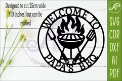 Welcome To Papa’s BBQ SVG. Grill Wall Sign Laser Cut Product Image 2