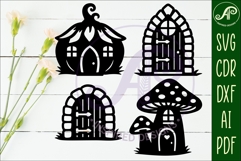 Fairy house and Doors silhouettes laser cut outs Product Image 2