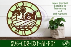 Farm fields wall clock laser cut files Product Image 2