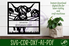 Highland cow name sign design for laser cutting or cards Product Image 2