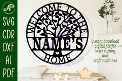 Welcome to the family home tree name wall art sign, SVG Product Image 2