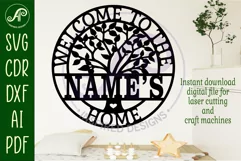 Welcome to the family home tree name wall art sign, SVG Product Image 2