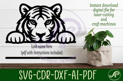 Peeking Tiger Name Sign SVG, Tiger Wall Decor Laser Cut Product Image 2