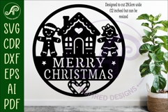 Gingerbread Merry Christmas wall sign svg laser cut Product Image 2
