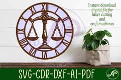 Lawyer Scales clock wall clock laser cut files Product Image 2