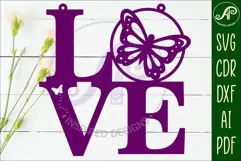 Love word with butterfly wall art sign, SVG file. vector Product Image 2