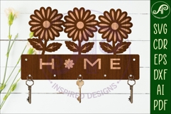 3 Daisies Key holder designs for wood and metal Product Image 2