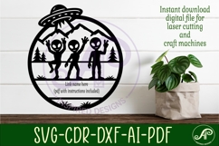 Alien Name Sign SVG Round, UFO Kids Room Decor, Space Wall Product Image 2