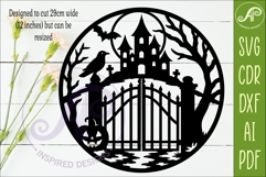 Haunted Garden Gate Halloween Wall Sign SVG, Gothic Laser Product Image 2