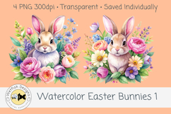 Spring PNG Watercolor Easter Rabbits 1 Product Image 3