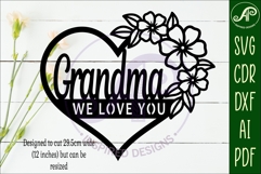Grandma We love you heart wall sign laser cut file Product Image 2