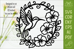 Hummingbird Floral Wreath SVG, Elegant Bird Wall Art Laser Product Image 2