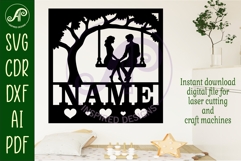 Couple on swing name sign svg laser Product Image 2