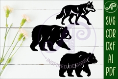 Bears and Wolf silhouette laser cut outs SVG files Product Image 2