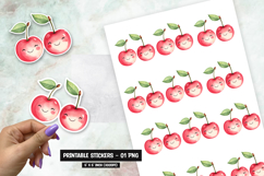 Happy Red Cherry Pair Sticker Sublimation PNG Product Image 1