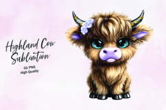 Highland Baby cow clipart sublimation png Product Image 1