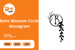Boho Blossom Circle Monogram - Floral Bohemian Letter Frames Product Image 1