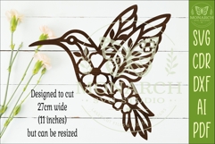 Floral Hummingbird Wall Art SVG. Modern bird laser cut file Product Image 2