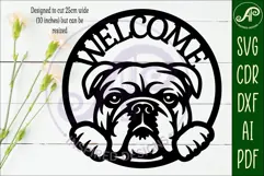 Welcome English Bulldog wall sign svg laser cut file Product Image 2