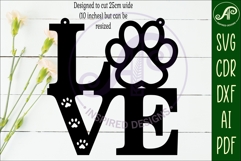 Love word with paw print wall art sign, SVG file. Product Image 2