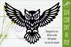 Flying Owl wall art sign, SVG file for laser cutting Product Image 2