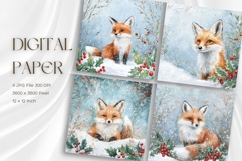 Christmas Fox Background Winter Snow Santa Wallpaper_4 Product Image 1