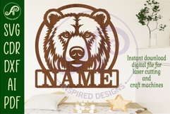 Bear face name sign svg laser Product Image 2