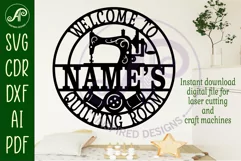 Welcome to Quilting room name wall art sign, SVG file Product Image 2
