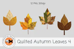 Quilted Fabric PNG Leaves 4 Product Image 3