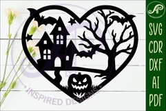 Haunted house Halloween heart laser cut wall sign Product Image 2