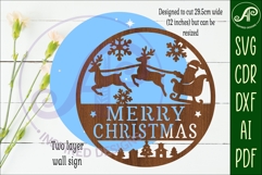 Merry Christmas Santa sleigh wall sign svg laser cut file Product Image 2
