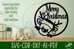 Reindeer Merry Christmas wall art sign, SVG file. vector Product Image 2
