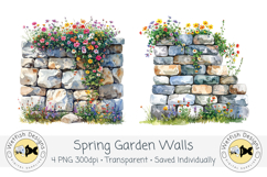Watercolor PNG 300dpi Garden Walls 1 Product Image 3