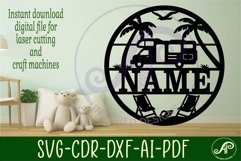 Beach Caravan/ campervan name sign svg laser cut template Product Image 2