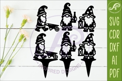 Gnome Silhouette Shapes and Garden Stakes SVG Mushroom Hat 1 Product Image 2