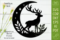 Deer and Moon Wall Art SVG, Woodland Stag Laser Cut Design Product Image 2