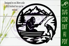 Bigfoot Fishing in a boat wall art sign, SVG file Product Image 2