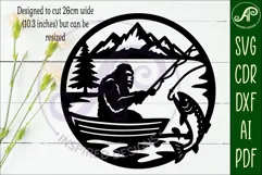 Bigfoot Fishing in a boat wall art sign, SVG file Product Image 2