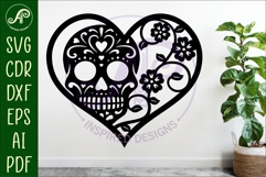 Sugar skull heart wall sign, SVG file. Product Image 2