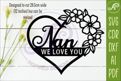 Nan We love you heart wall sign laser cut file Product Image 2