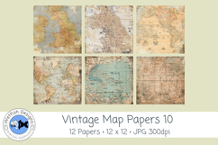 Vintage Map Papers 10 Junk Journal Paper Product Image 3