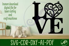 Love word with vine heart wall art sign, SVG file. vector Product Image 2