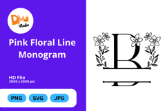 Pink Floral Line Monogram Product Image 1