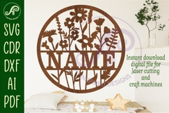 Wild flowers name sign svg laser cut template Product Image 4