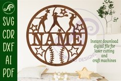 Softball female name sign svg laser cut template Product Image 2